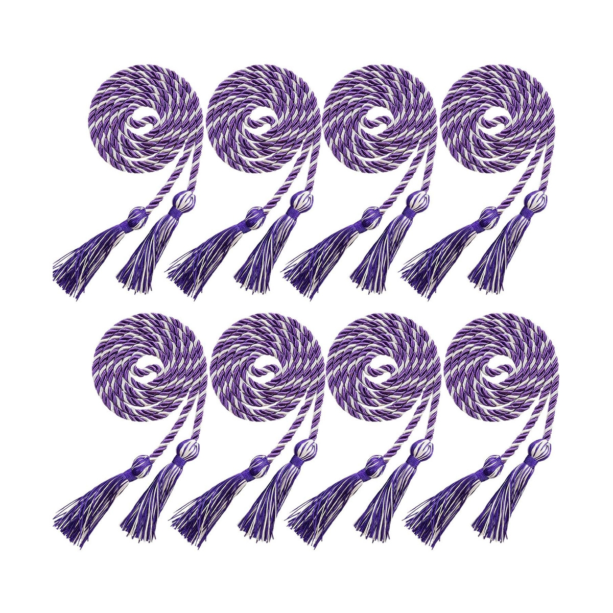 Graduation Cords Yarn Honor Cords with Tassel for College Graduation Students (White with Purple)